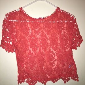 CORAL LACE TOP
